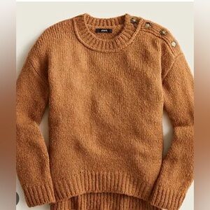 J. Crew Button-shoulder crewneck sweater